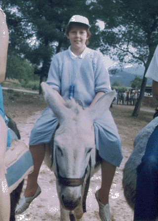 our Rachel on a donkey
