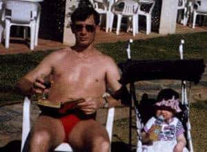 roy and jodie in spain 1994 red Wine me, orange juice jodie.
